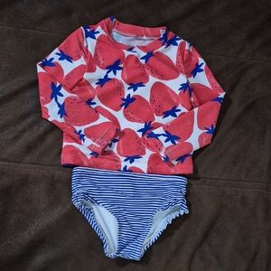 Carter's Red Strawberry Rashguard Set